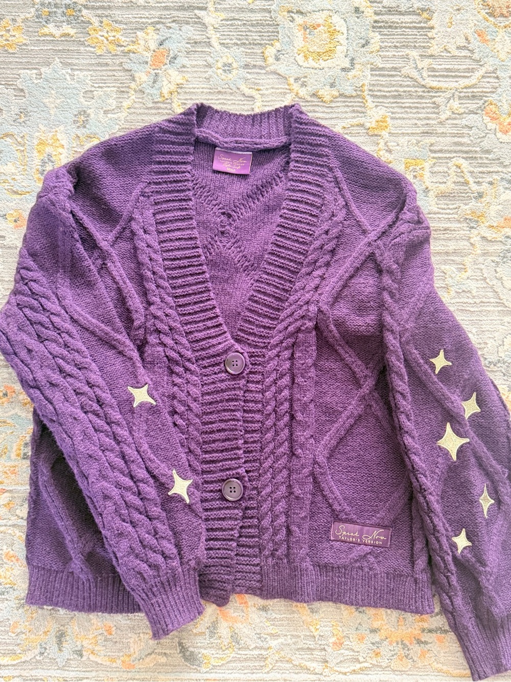 Taylor Swift Purple Cable-Knit Button Cardigan